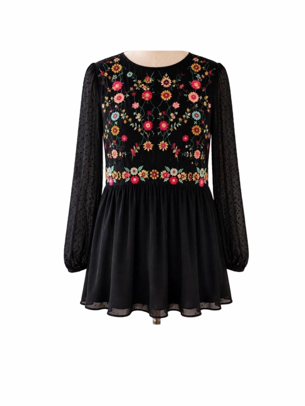 ZARA Trafaluc Collection embroidered black mini dress, size XS